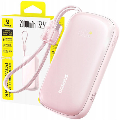 Batería Externa Baseus EnerFill FC21 Qpow 3 Ultra, 10000mAh, 22.5W, QC + PD, 1 x USB-A - 1 x USB-C, Rosa E0027L02