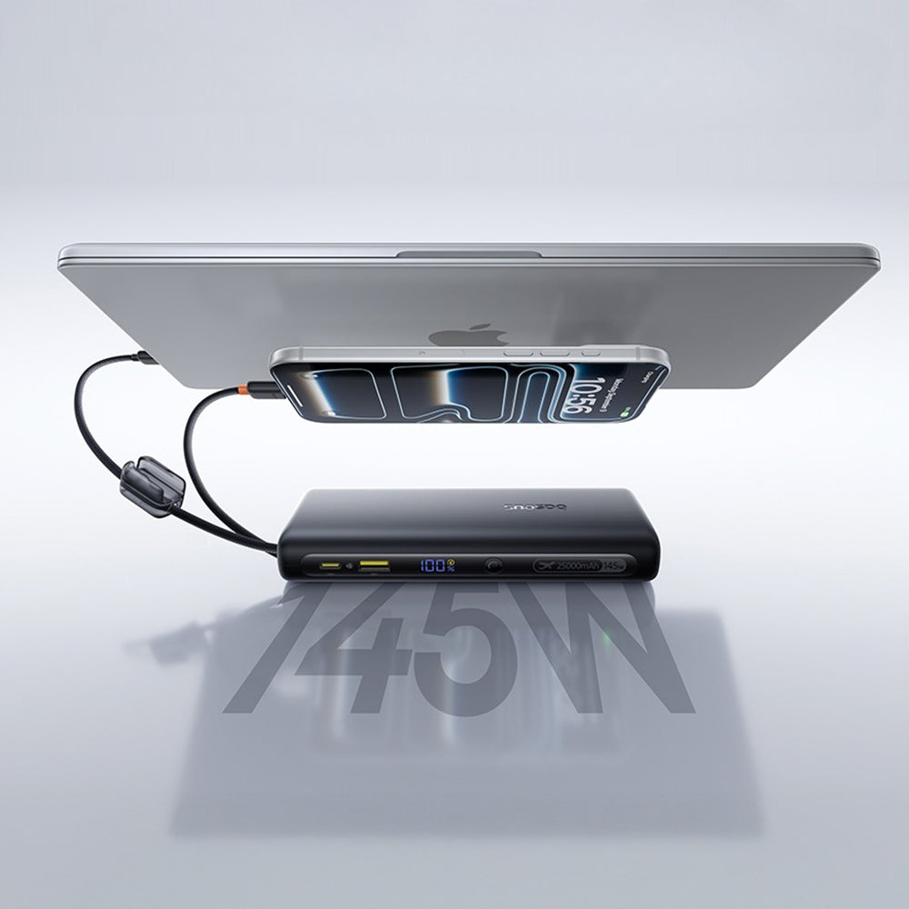 Batería Externa Baseus EnerFill FC41, 25000mAh, 145W, QC + PD, 1 x USB-A - 3 x USB-C, Negra E0028H03