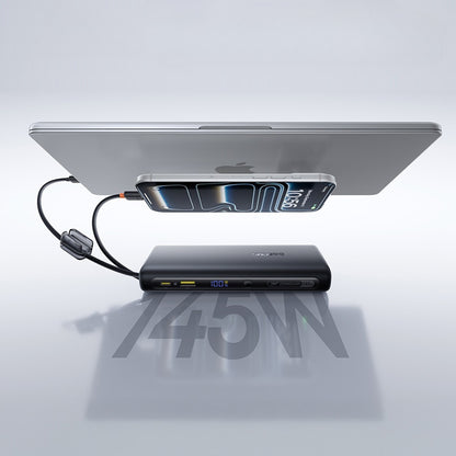 Batería Externa Baseus EnerFill FC41, 25000mAh, 145W, QC + PD, 1 x USB-A - 3 x USB-C, Negra E0028H03