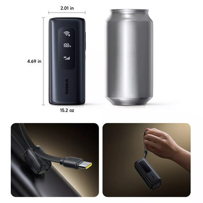 Batería Externa Baseus EnerGeek GX11, 20000mAh, 67W, QC + PD, 1 x USB-A - 2 x USB-C, Negra E0025701