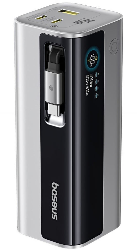 Batería Externa Baseus EnerGeek GR11, 20000mAh, 145W, QC + PD, 1 x USB-A - 3 x USB-C, Plateada E0027B02