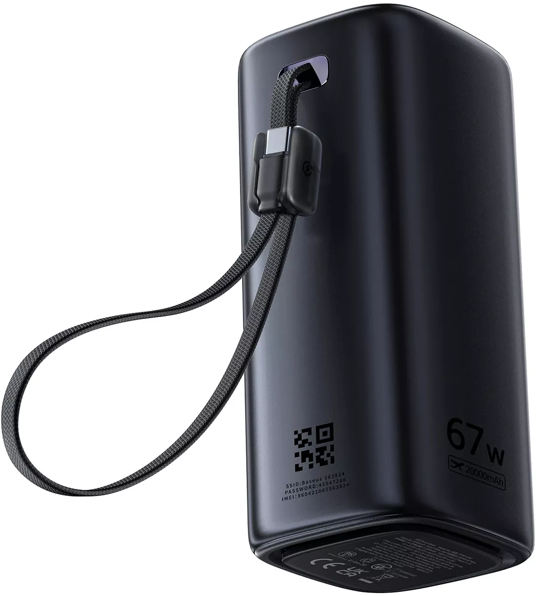 Batería Externa Baseus EnerGeek GX11, 20000mAh, 67W, QC + PD, 1 x USB-A - 2 x USB-C, Negra E0025701