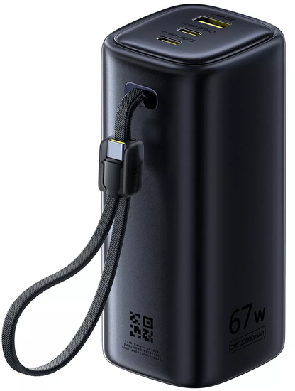 Batería Externa Baseus EnerGeek GX11, 20000mAh, 67W, QC + PD, 1 x USB-A - 2 x USB-C, Negra E0025701