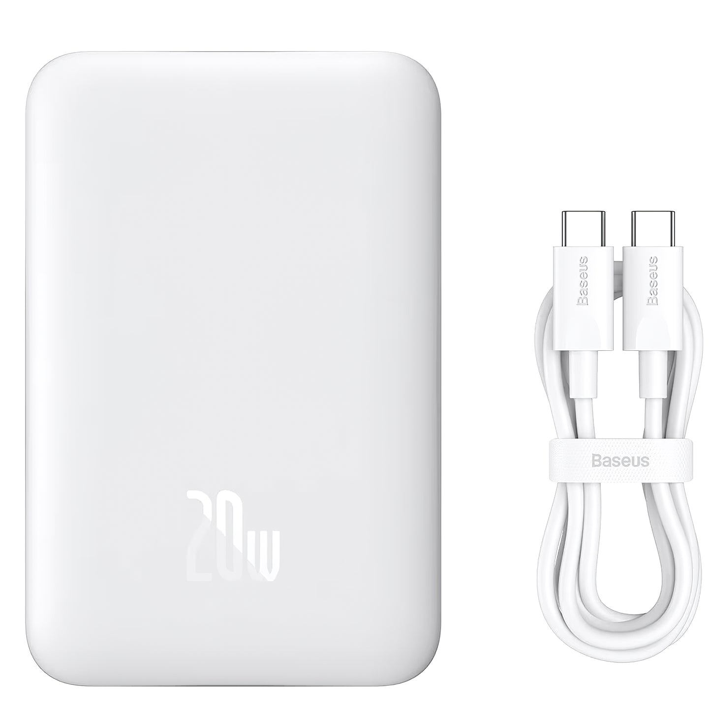 Batería Externa Baseus Magnetic Mini, 10000mAh, 20W, PD + FQI, 1 x USB-C, Blanca P10059001223-00