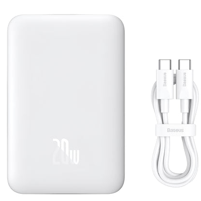 Batería Externa Baseus Magnetic Mini, 10000mAh, 20W, PD + FQI, 1 x USB-C, Blanca P10059001223-00