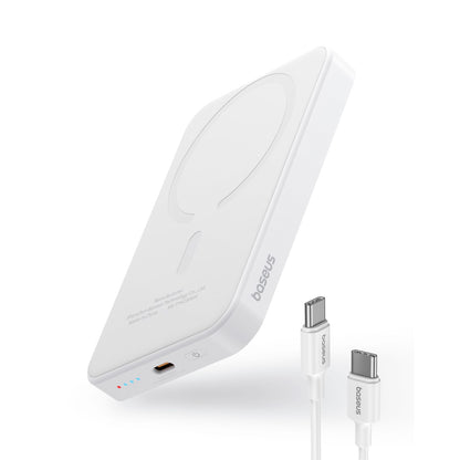 Batería magnética externa inalámbrica Baseus Magnetic Mini, 5000mAh, 20W, PD + FQI, 1 x QI - 1 x USB-C, Blanco P1002210722223-00 