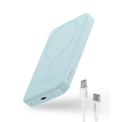 Baseus Mini batería externa inalámbrica magnética, 5000mAh, 20W, PD + FQI, 1 x QI - 1 x USB-C, Azul P10022107313-00 