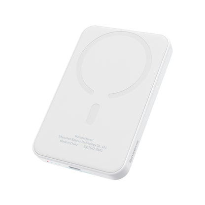 Batería magnética externa inalámbrica Baseus Magnetic Mini, 5000mAh, 20W, PD + FQI, 1 x QI - 1 x USB-C, Blanco P1002210722223-00 