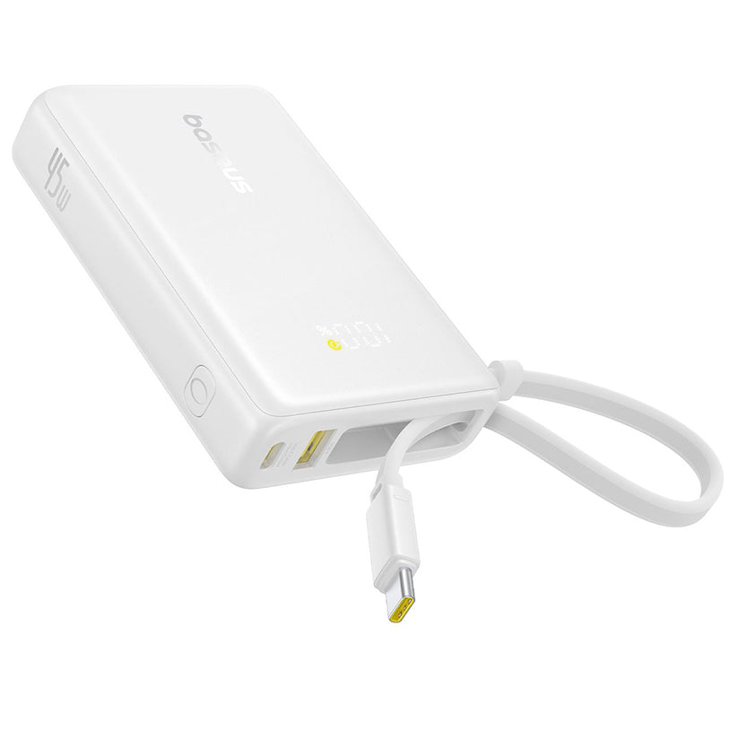Batería Externa Baseus PicoGo, 10000mAh, 45W, QC + PD, 1 x USB-A - 2 x USB-C, Blanca P10076803213-00