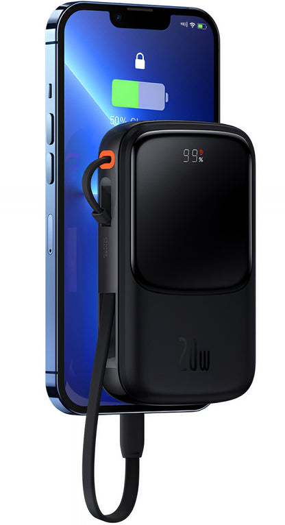 Batería Externa Baseus Qpow Pro, 20000mAh, 20W, QC + PD, 1 x Lightning - 1 x USB-A - 1 x USB-C, Negra PPQD060201