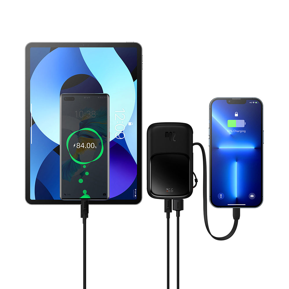 Batería Externa Baseus Qpow Pro, 10000mAh, 20W, QC + PD, 1 x Lightning - 1 x USB-A - 1 x USB-C, Negra PPQD020001