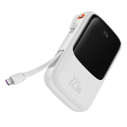 Batería Externa Baseus Qpow Pro, 10000mAh, 22.5W, QC + PD, 1 x USB-A - 2 x USB-C, Blanca PPQD020102