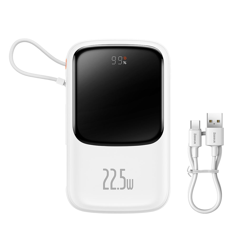 Batería Externa Baseus Qpow Pro, 10000mAh, 22.5W, QC + PD, 1 x USB-A - 2 x USB-C, Blanca PPQD020102