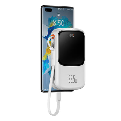 Batería Externa Baseus Qpow Pro, 10000mAh, 22.5W, QC + PD, 1 x USB-A - 2 x USB-C, Blanca PPQD020102
