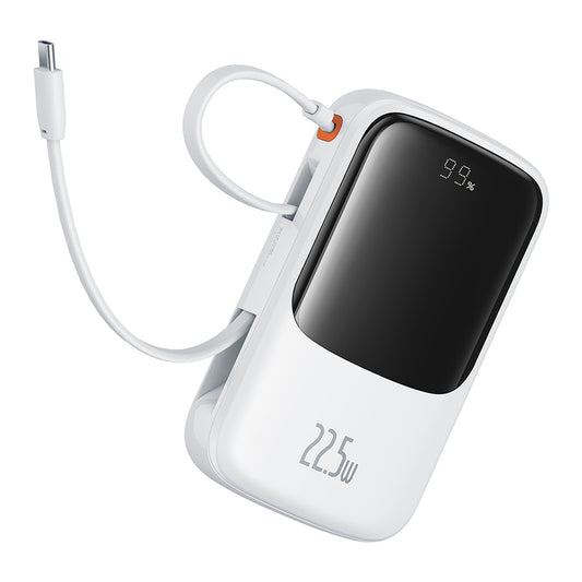 Batería Externa Baseus Qpow Pro+, 10000mAh, 22.5W, QC + PD, 1 x USB-A - 2 x USB-C, Blanca P10067101213-00