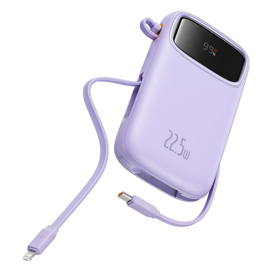 Batería Externa Baseus Qpow Pro+, 10000mAh, 22.5W, QC + PD, 1 x Lightning - 1 x USB-A - 2 x USB-C, Morado P10055003513-00