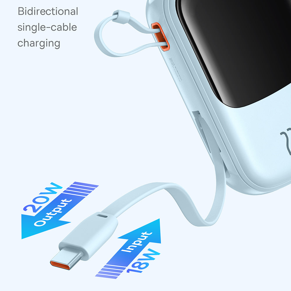Batería Externa Baseus Qpow Pro+, 20000mAh, 22.5W, QC + PD, 1 x USB-A - 2 x USB-C, Azul P10067103313-00