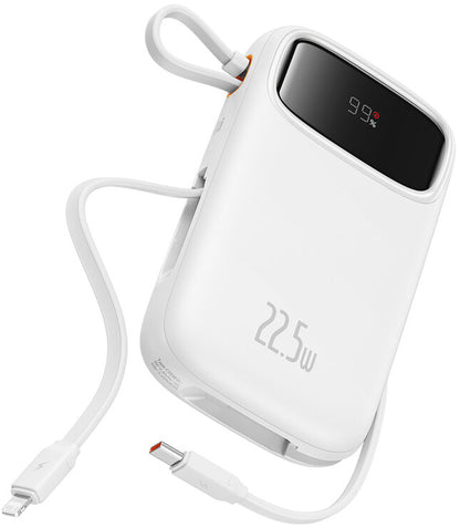 Batería Externa Baseus Qpow2, 10000mAh, 22.5W, QC + PD, 1 x Lightning - 1 x USB-A - 2 x USB-C, Blanca P10055003223-00