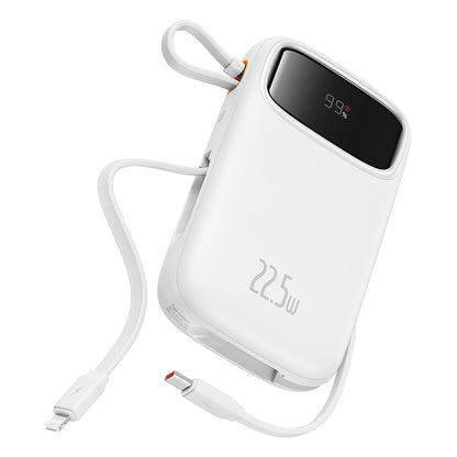 Batería Externa Baseus Qpow2, 20000mAh, 22.5W, QC + PD, 1 x Lightning - 1 x USB-A - 2 x USB-C, Blanca P10055002223-00