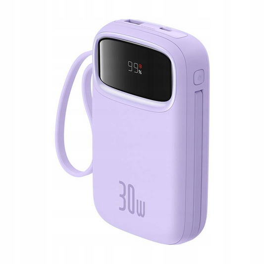 Batería Externa Baseus Qpow2, 10000mAh, 30W, QC + PD, 1 x USB-A - 3 x USB-C, Morado P10055008513-00