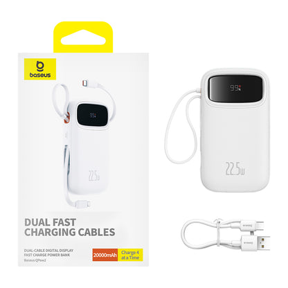 Batería Externa Baseus Qpow2, 20000mAh, 22.5W, QC + PD, 1 x Lightning - 1 x USB-A - 2 x USB-C, Blanca P10055002223-00