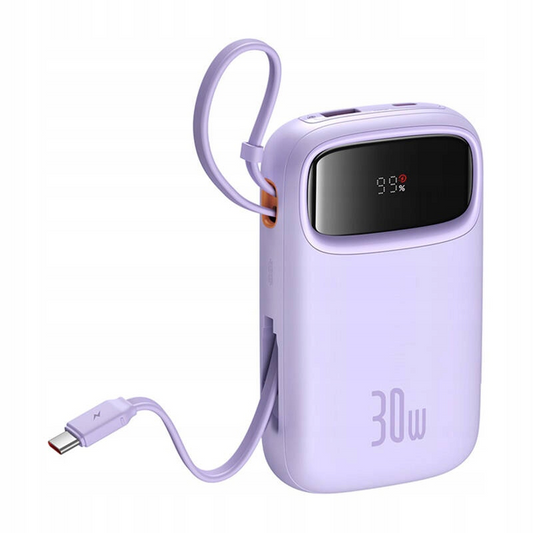 Batería Externa Baseus Qpow2, 10000mAh, 30W, QC + PD, 1 x USB-A - 3 x USB-C, Morado P10055008513-00