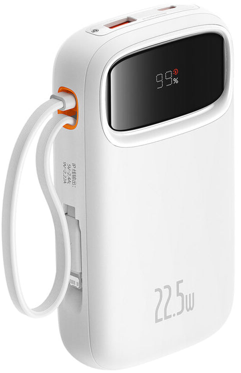 Batería Externa Baseus Qpow2, 10000mAh, 22.5W, QC + PD, 1 x Lightning - 1 x USB-A - 2 x USB-C, Blanca P10055003223-00