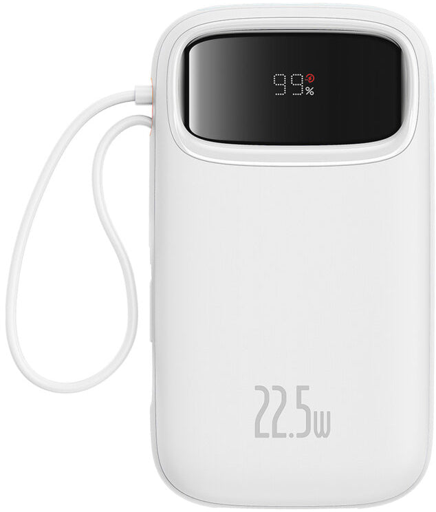 Batería Externa Baseus Qpow2, 10000mAh, 22.5W, QC + PD, 1 x Lightning - 1 x USB-A - 2 x USB-C, Blanca P10055003223-00