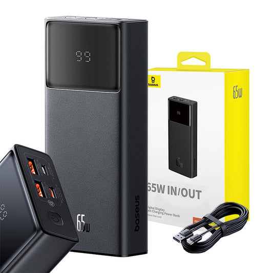 Batería externa Baseus Star Lord, 20000mAh, 65W, QC + PD, 1 x USB-C - 2 x USB-A, Negro P1002290906113113-00 