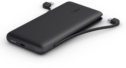 Batería Externa Belkin BoostCharge Plus, 10000mAh, 23W, QC + PD, 1 x Lightning - 2 x USB-C, Negra BPB006btBLK