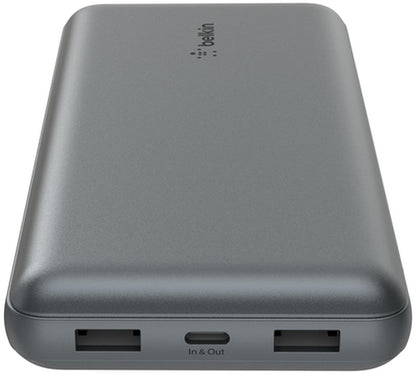 Batería Externa Belkin BoostCharge Pro, 20000mAh, 15W, 1 x USB-C - 2 x USB-A, Gris BPB012btGY