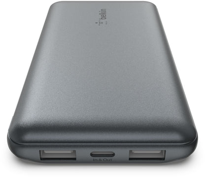 Batería Externa Belkin BoostCharge, 10000mAh, 15W, 1 x USB-C - 2 x USB-A, Gris BPB011btGY