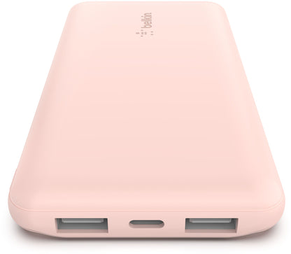 Batería Externa Belkin BoostCharge, 10000mAh, 15W, 1 x USB-C - 2 x USB-A, Rosa BPB011btRG
