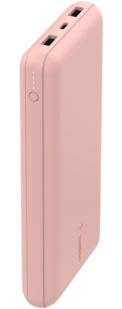 Batería Externa Belkin BoostCharge, 20000mAh, 15W, 1 x USB-C - 2 x USB-A, Rosa Dorado BPB012btRG