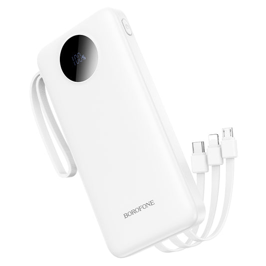 Batería externa Borofone BJ53 Power, 10000mAh, 10W, 1 x Lightning - 1 x microUSB - 1 x USB-A - 1 x USB-C, Blanco