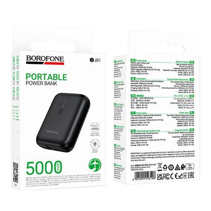 Batería Externa Borofone BJ81 Stability, 5000mAh, 10W, 1 x USB-A, Negra