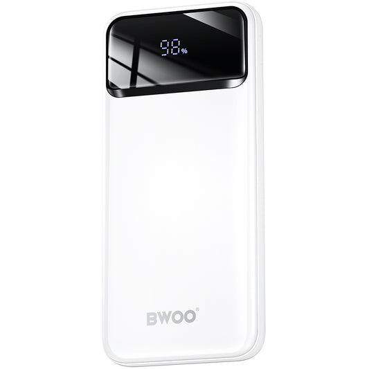 Batería Externa BWOO BO-P34, 10000mAh, 22.5W, QC + PD, 1 x USB-C - 2 x USB-A, Blanca