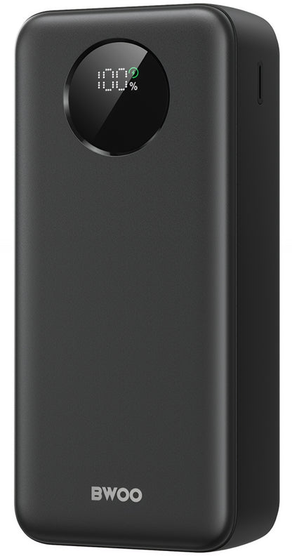 Batería Externa BWOO BO-P64, 30000mAh, 22.5W, QC + PD, 1 x USB-C - 2 x USB-A, Negra