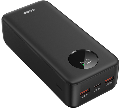 Batería Externa BWOO BO-P64, 30000mAh, 22.5W, QC + PD, 1 x USB-C - 2 x USB-A, Negra