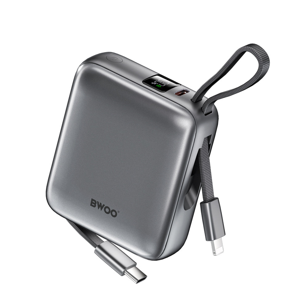 Batería Externa BWOO BO-P74, 10000mAh, 22.5W, PD, 1 x Lightning - 2 x USB-C, Negra