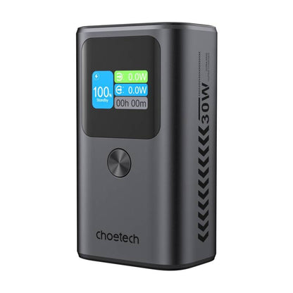 Batería Externa Choetech B701, 10000mAh, 30W, QC + PD, 1 x USB-A - 2 x USB-C, Negra