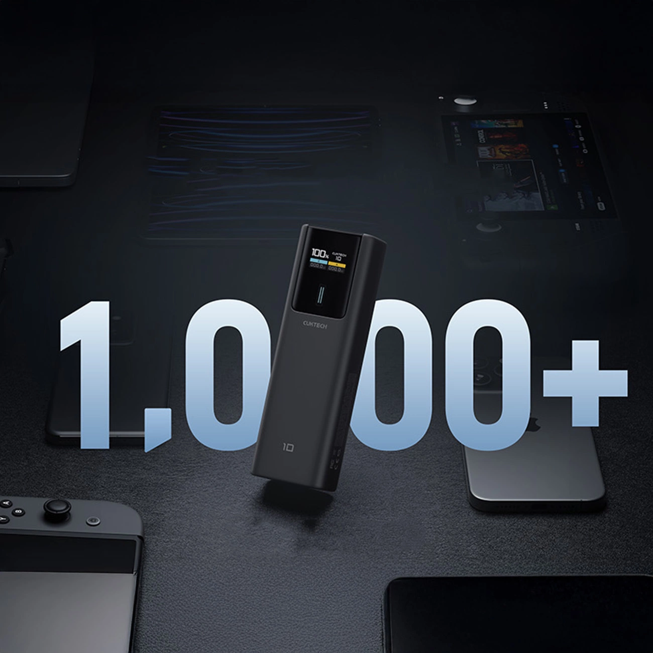 Batería Externa Cuktech, 10000mAh, 150W, QC + PD, 1 x USB-A - 1 x USB-C, Negra CKPB100PGLBL