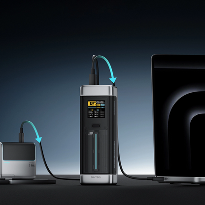 Batería Externa Cuktech, 25000mAh, 210W, QC + PD, 1 x USB-A - 2 x USB-C, Negra CUK00P23GLBK