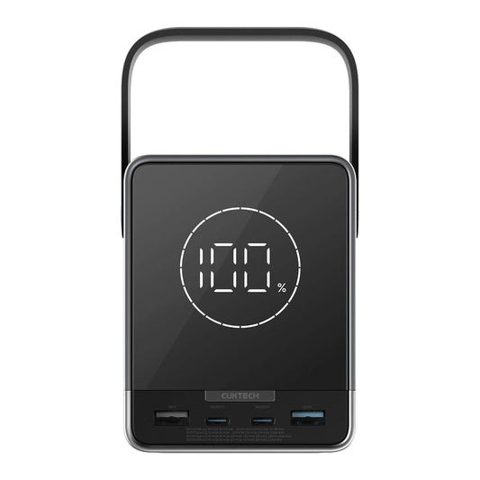 Batería Externa Cuktech, 40000mAh, 300W, QC + PD + FQI, 1 x QI - 2 x USB-A - 2 x USB-C, Negra