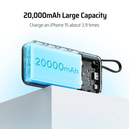 Cuktech LPB200N External Battery, 20000mAh, 45W, QC + PD, 1 x USB-A - 2 x USB-C, White CUKP200NGLLG