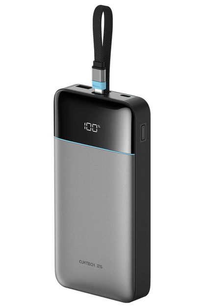 Batería Externa Cuktech LPB252N, 25000mAh, 120W, QC + PD, 1 x USB-A - 2 x USB-C, Gris