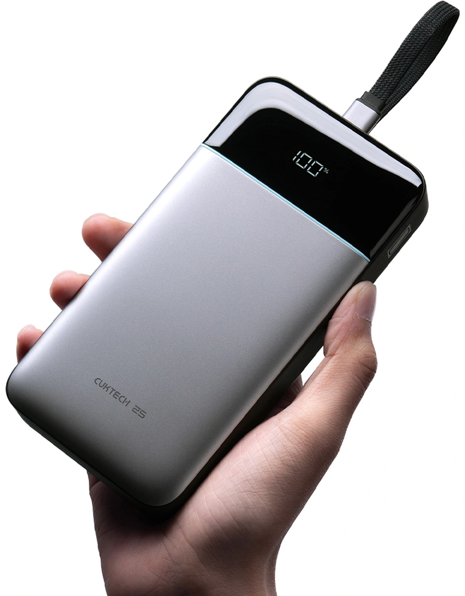 Batería Externa Cuktech LPB252N, 25000mAh, 120W, QC + PD, 1 x USB-A - 2 x USB-C, Gris