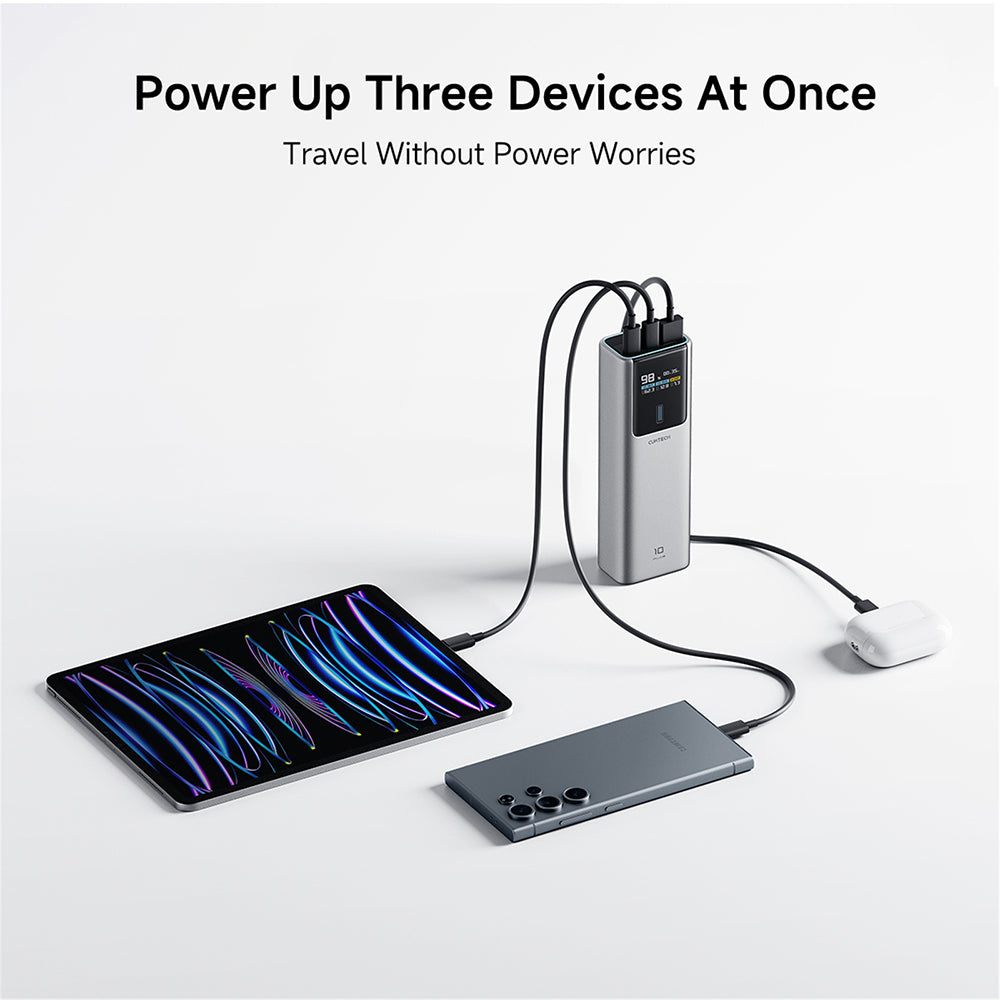 Batería Externa Cuktech PB150P, 15000mAh, 120W, QC + PD, 1 x USB-A - 2 x USB-C, Gris CKPB150POSGR