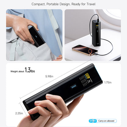 Batería externa Cuktech PB200U, 20000 mAh, 210 W, QC + PD, 1 x USB-A - 2 x USB-C, blanca CKPB200UGLGR
