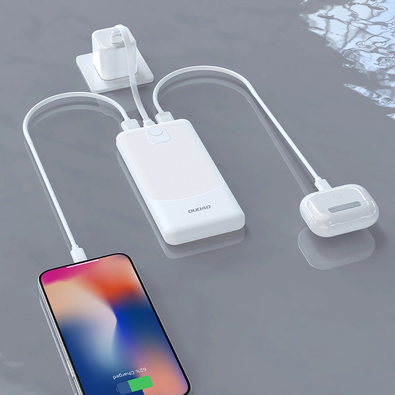 Batería Externa Dudao K10Pro, 20000mAh, 12W, 2 x USB-A, Blanca
